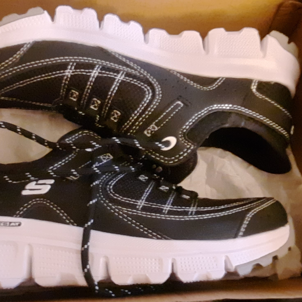 Skechers Black and White Athletic Shoes